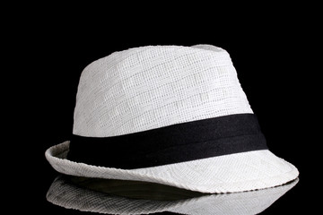 Beautiful white hat isolated on black