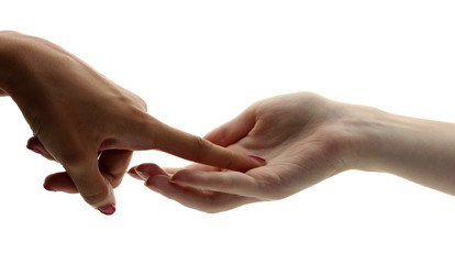 reading the lines hand isolated on white