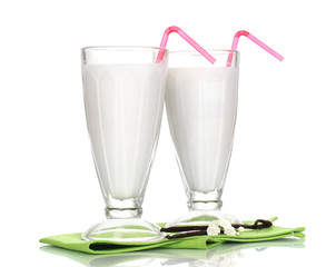 Vanilla milk shakes isolated on white