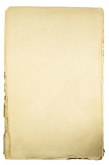 Old sheet of paper isolated on white