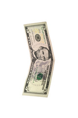 American five dollar banknote isolated over white
