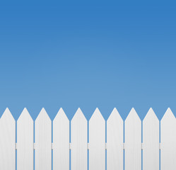 White wooden fence against the sky with copy space