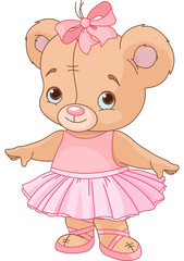 Naklejka na ściany i meble Cute Teddy Bear Ballerina