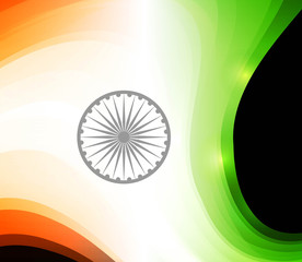 Indian flag black bright tricolor wave vector holiday