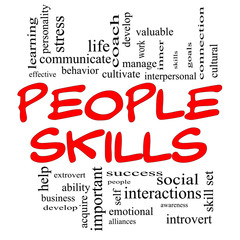 People Skills Word Cloud Concept in Red Caps - 43880110