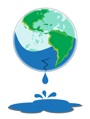Earth Leaking Water on White background