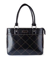 Black leather handbag