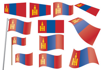 set of flags of Mongolia vector illustration
