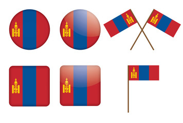 set of badges with flag of Mongolia vector illustration