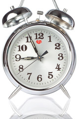 Silver Alarm Clock closeup.
