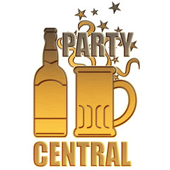 golden beer bottle mug party central
