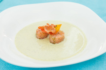 cream soup with salmon