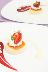 italian panna cotta dessert with strawberry