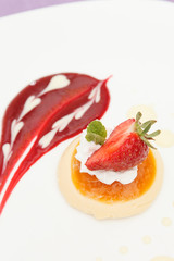 italian panna cotta dessert with strawberry