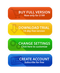 Colorful Web Buttons with Icons
