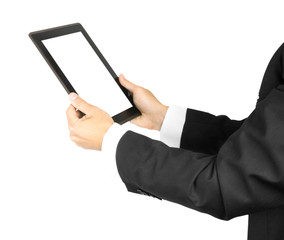 Man's holding a tablet