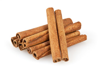Cinnamon sticks isolated on white background with clipping path