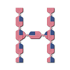 Letter H made of USA flags in form of candies