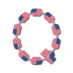 Letter Q made of USA flags in form of candies