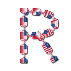 Obraz premium Letter R made of USA flags in form of candies