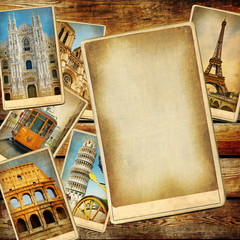 vintage travel background with blank page