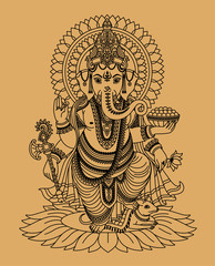 Indian god Ganesha - obrazy, fototapety, plakaty