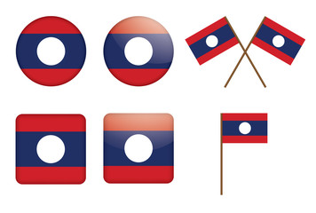 set of badges with flag of Laos vector illustration