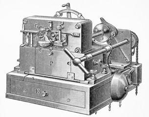 Vintage old drawing of a Wheatstone telegraph receiver