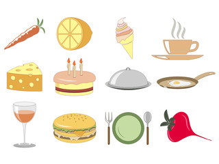 Set of icons on a meal theme
