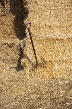 Pitchfork And Hay Bales