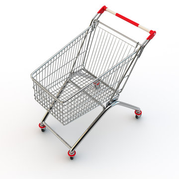 Einkaufswagen auf wei&szlig;em Hintergrund