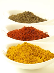 Cumin, turmeric, pepper