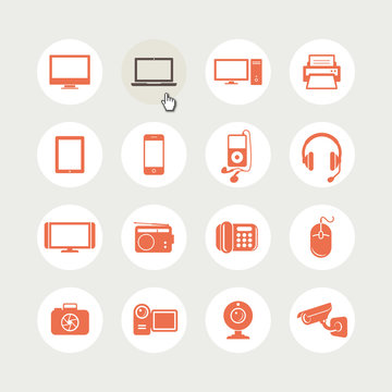 Set of electronic devices icons