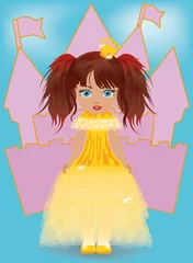 Foto op Plexiglas Schattige kleine prinses, vectorillustratie © CaroDi