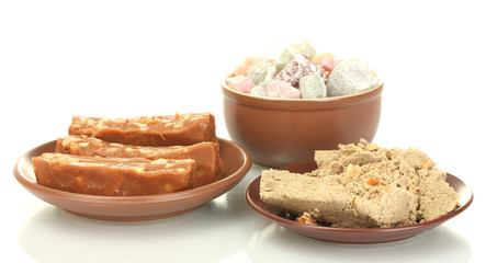 East sweets - halva, sherbet and Turkish delight isolated