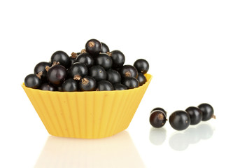 Fresh black currant in silicone mold isolated on white