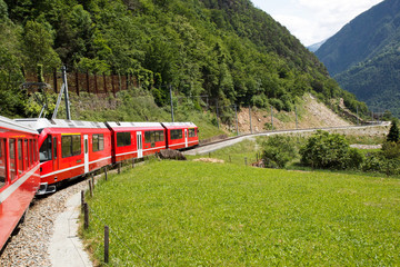 Swiss mountain train Bernina Express