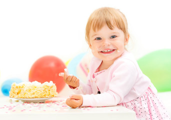 Fototapeta na wymiar Little girl celebrating second birthday