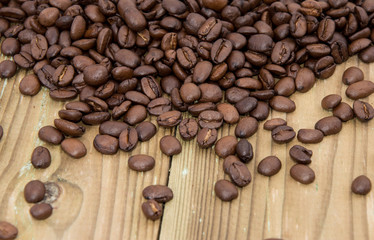 Wooden Table with Coffee Beans