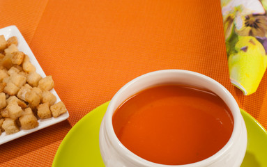 Gazpacho and croutons