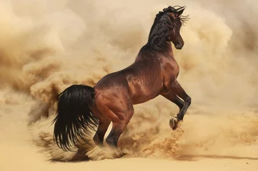 Gordijnen Purebred arabic stallion in desert © loya_ya