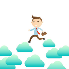 Businessman with cloud on white background