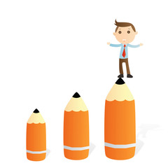 Businessman with pencil on white background