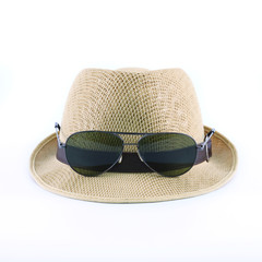 hat and sunglasses