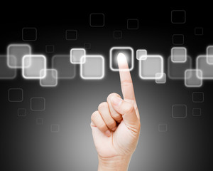 Hand of women pushing button on touch screen