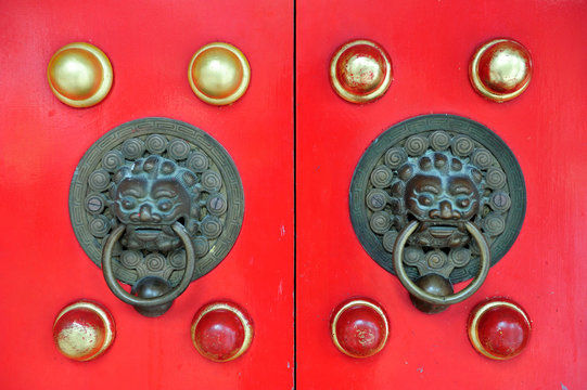 Red Chinese Door In Hong Kong