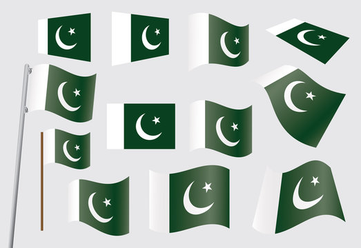 set of flags of Pakistan vector illustration