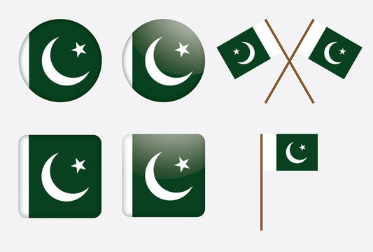 set of badges with flag of Pakistan vector illustration