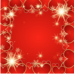 Fototapeta na wymiar Valentine's day vector background with hearts and snow