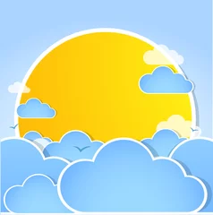 Poster Hemel Goed weer achtergrond. Blauwe lucht met wolken